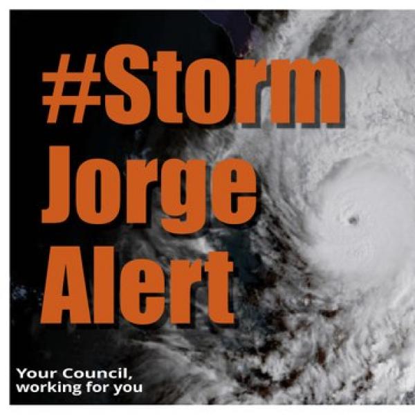 An image advising people on Storm Jorge alerts
