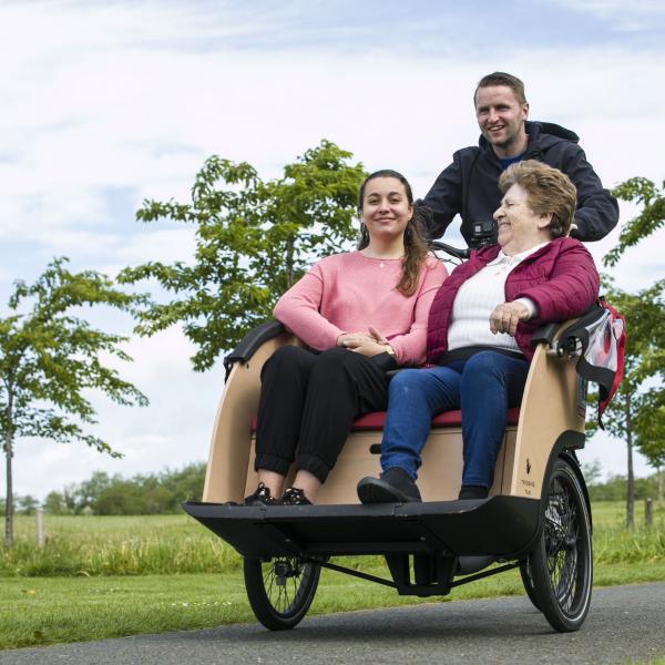 Residents of Marymount Care Home try out a Cycling Without Age trishaw