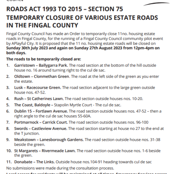 Playful Cities 2023 Road Closures