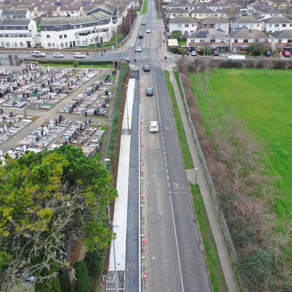 Work continues on new footpaths and cycle lanes at Harry Reynolds Road. Feb 2024.