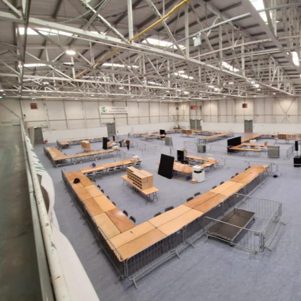 A panaormaic shot of the Fingal County Council Count Centre 