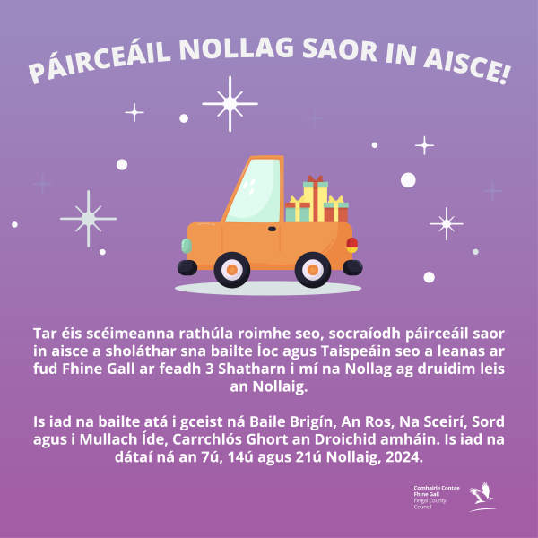 Free Christmas Parking Gaeilge