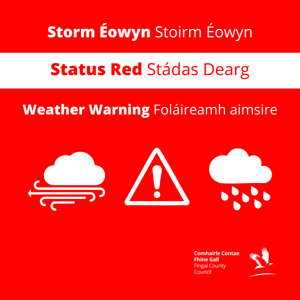 A Status Red Wind Warning comes into effect for Dublin early on Friday, 24 January 2025