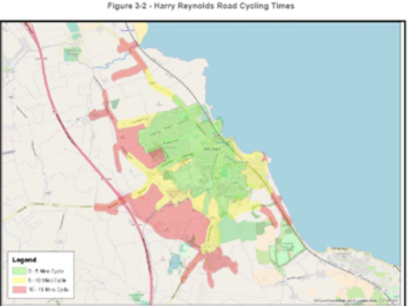 map of cycling times in Balbriggan