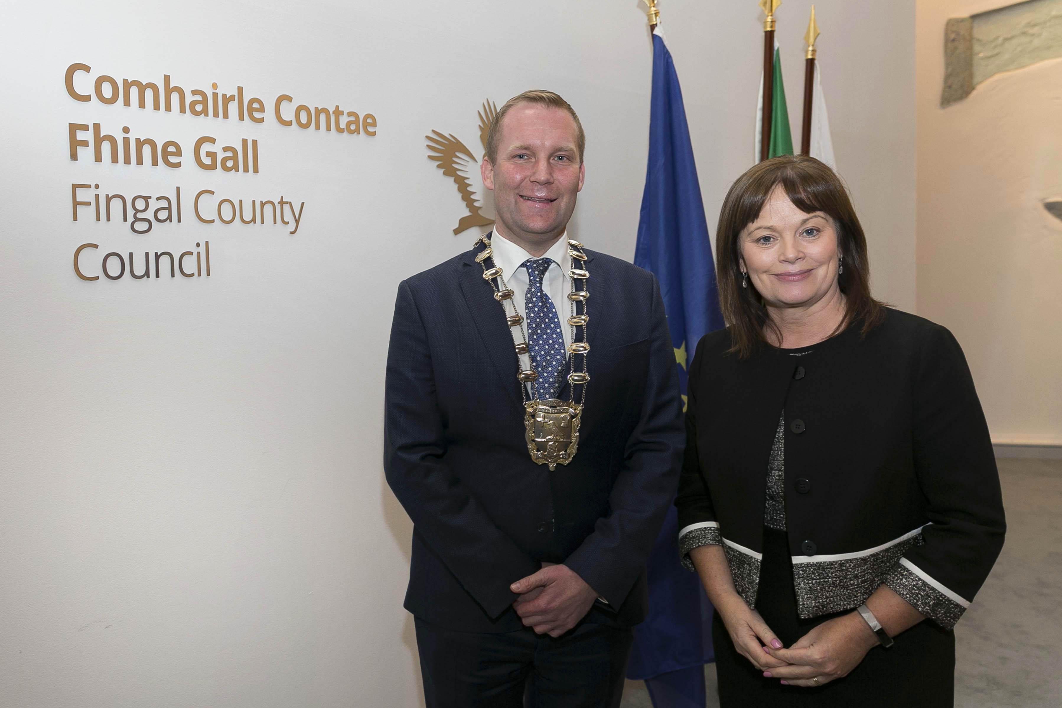 Mayor of Fingal Eoghan O'Brien with new Chief Executive AnnMarie Farrelly