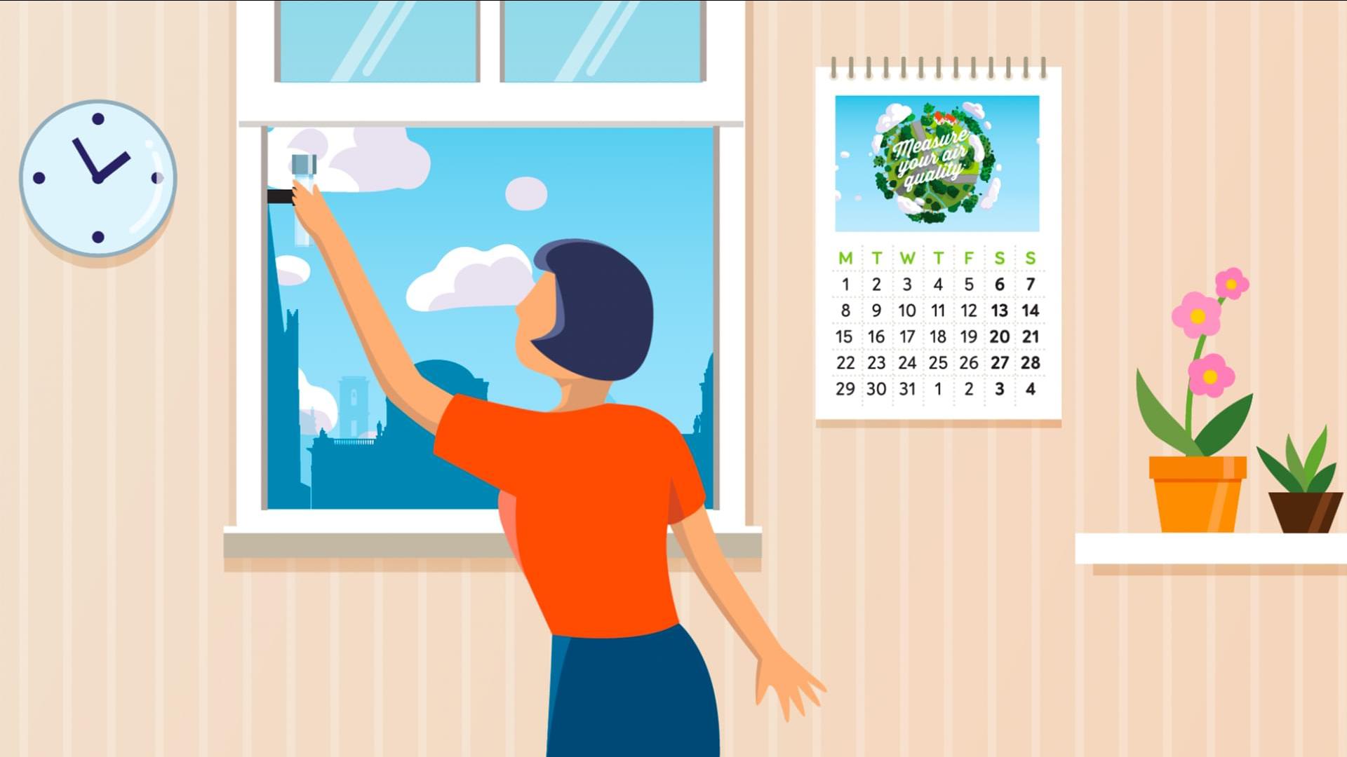 Graphic of girl testing nitrogen dioxide levels