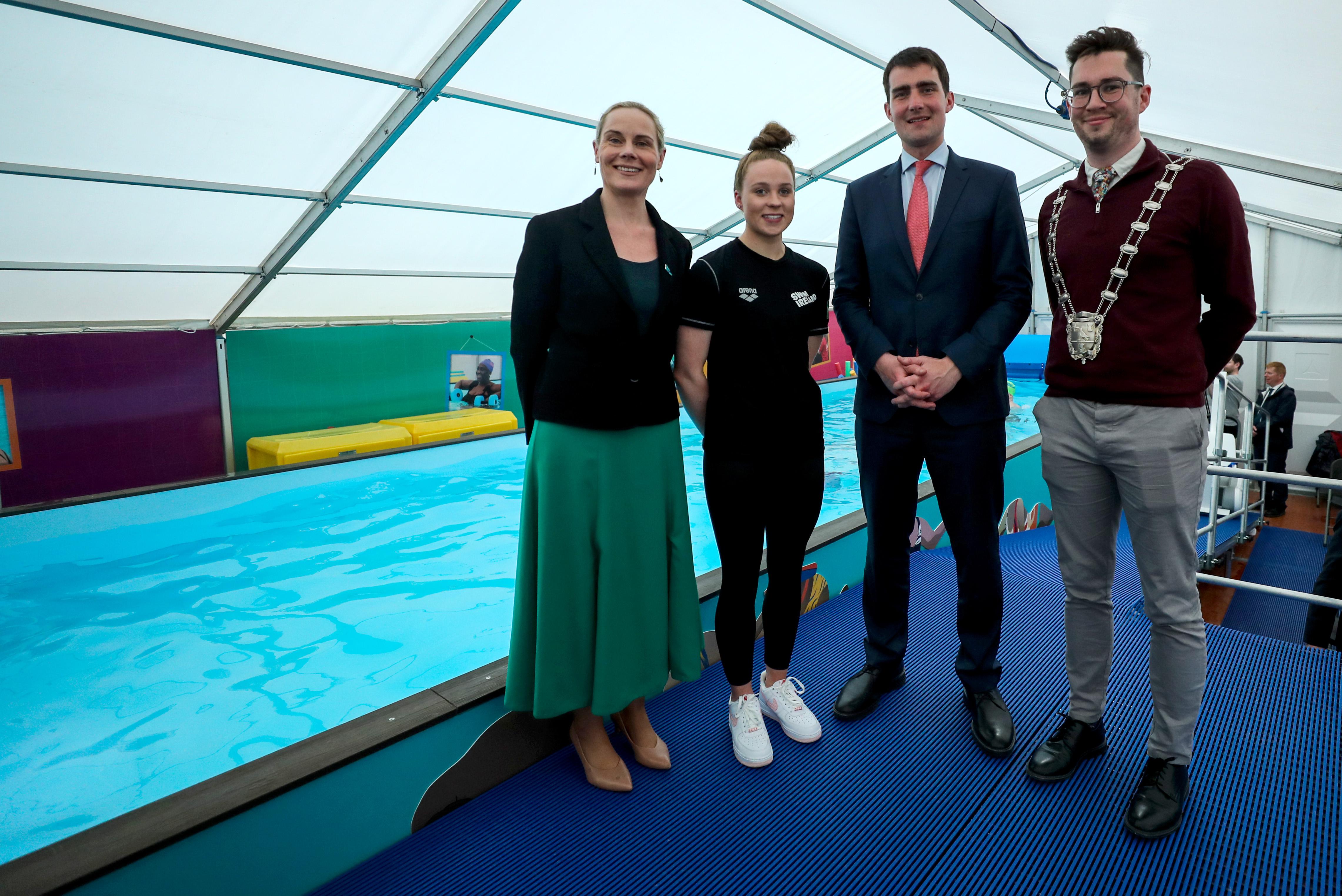 Minister with Responsibility for Sport, Jack Chambers, Deputy Mayor of Fingal, Daniel Whooley and Representatives of Swim Ireland