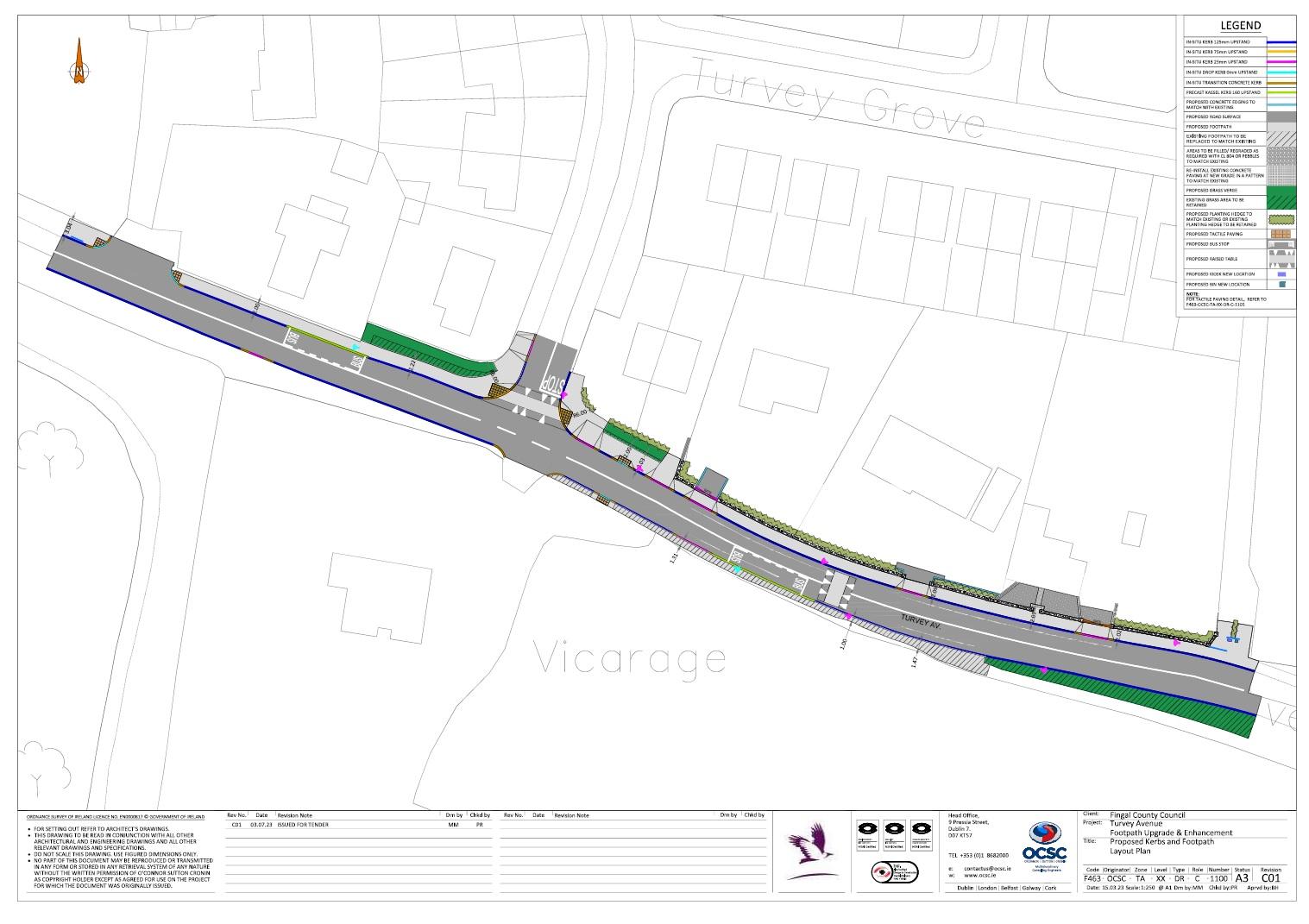 Drawing that shows the new road and footpath layout that will be in place when the work is complete