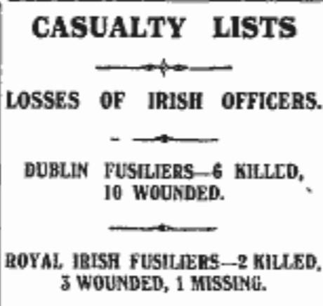 Fingal Deaths during the First World War