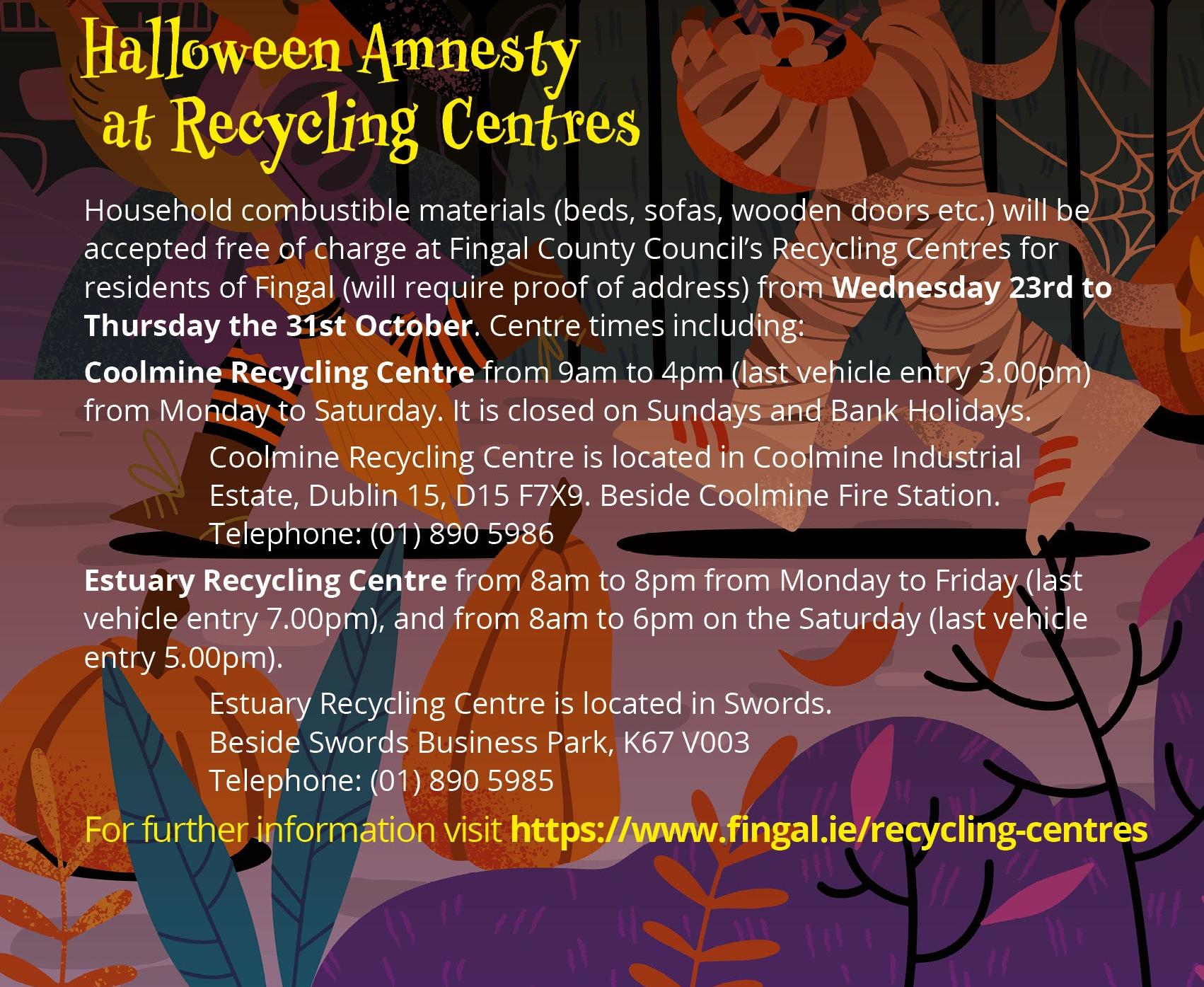 Halloween amnesty at recycling centres 2024