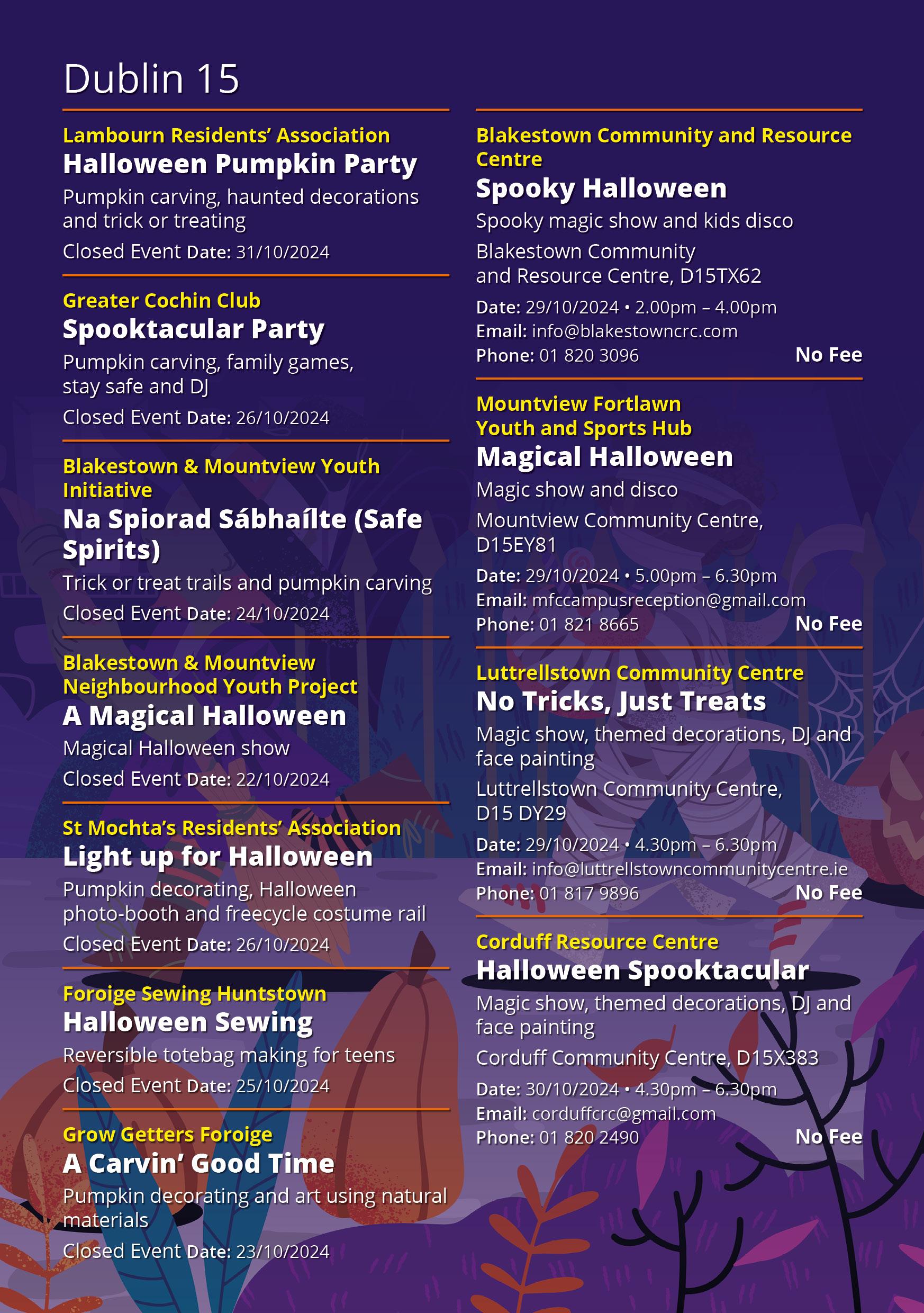 Local Safer Halloween Events D15