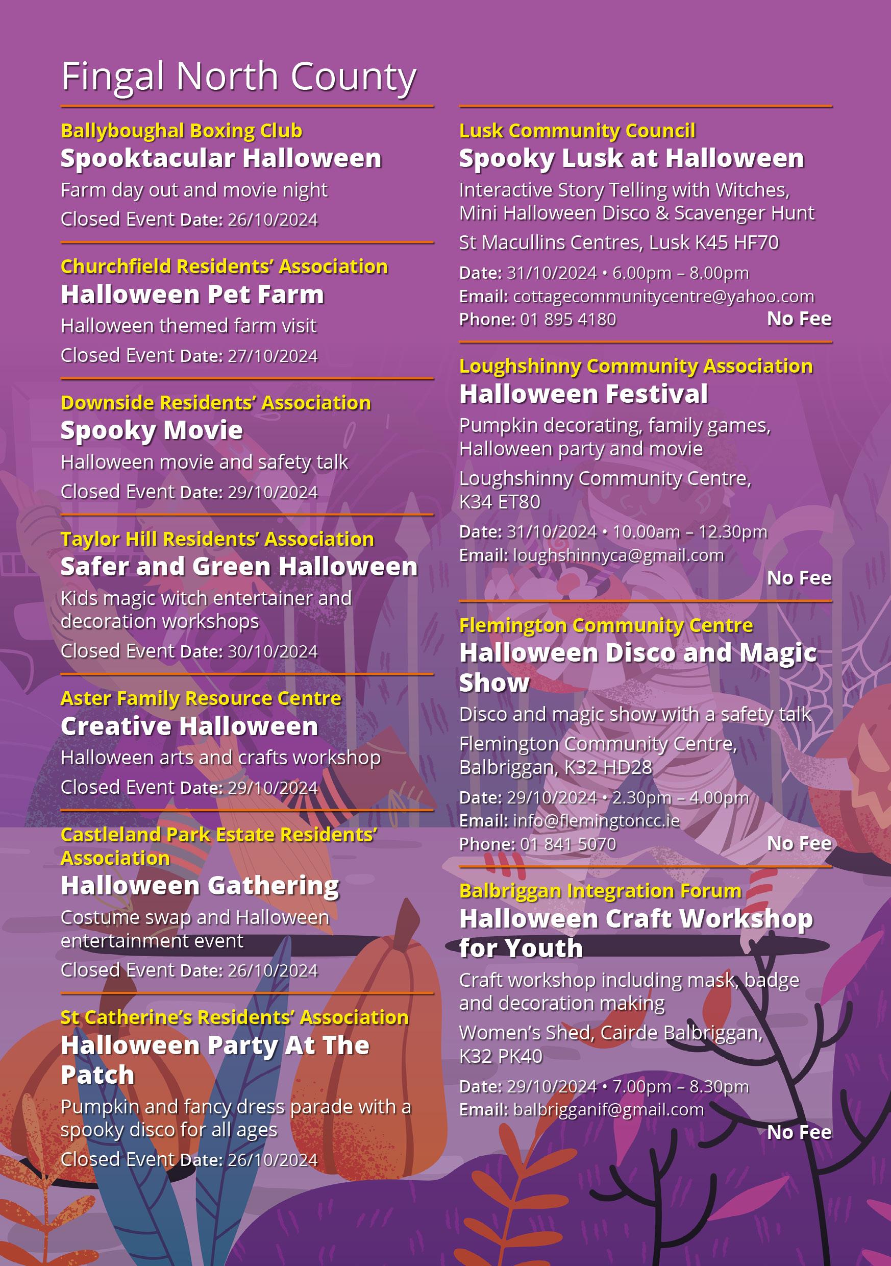 Local Safer Halloween Events Fingal North Dublin