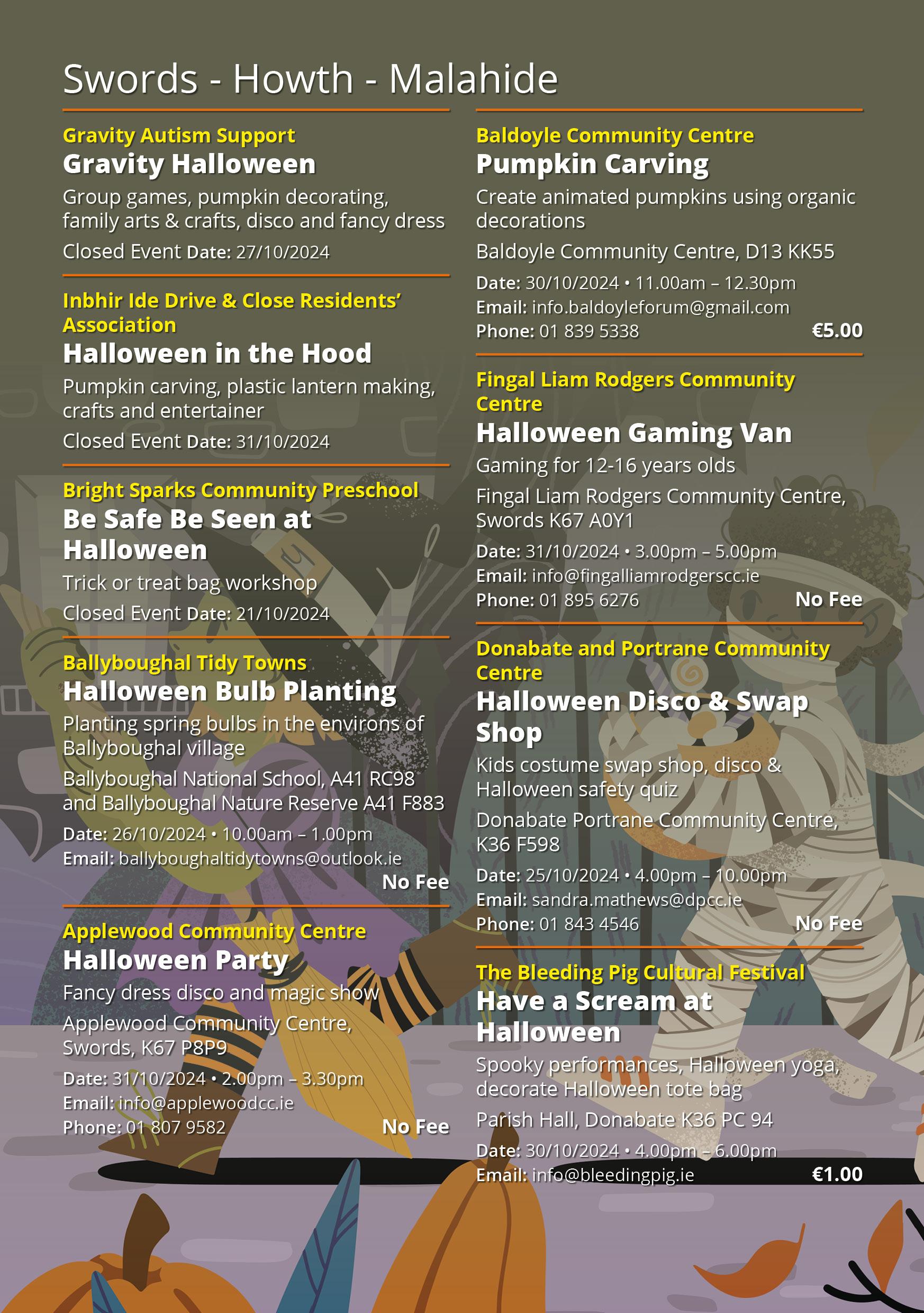 Local Safer Halloween Events Fingal Swords, Howth and Malahide 2