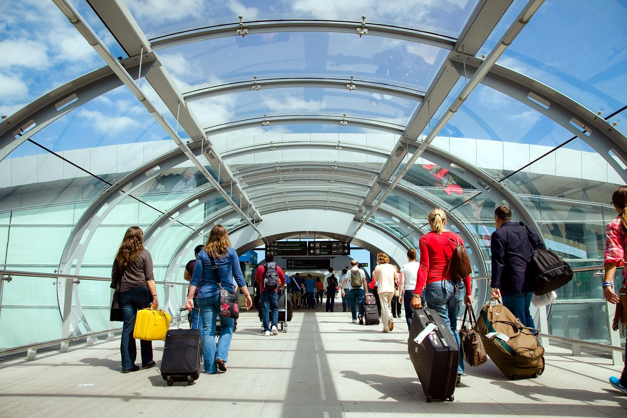 Walkway into Terminal 2 at Dublin Airport