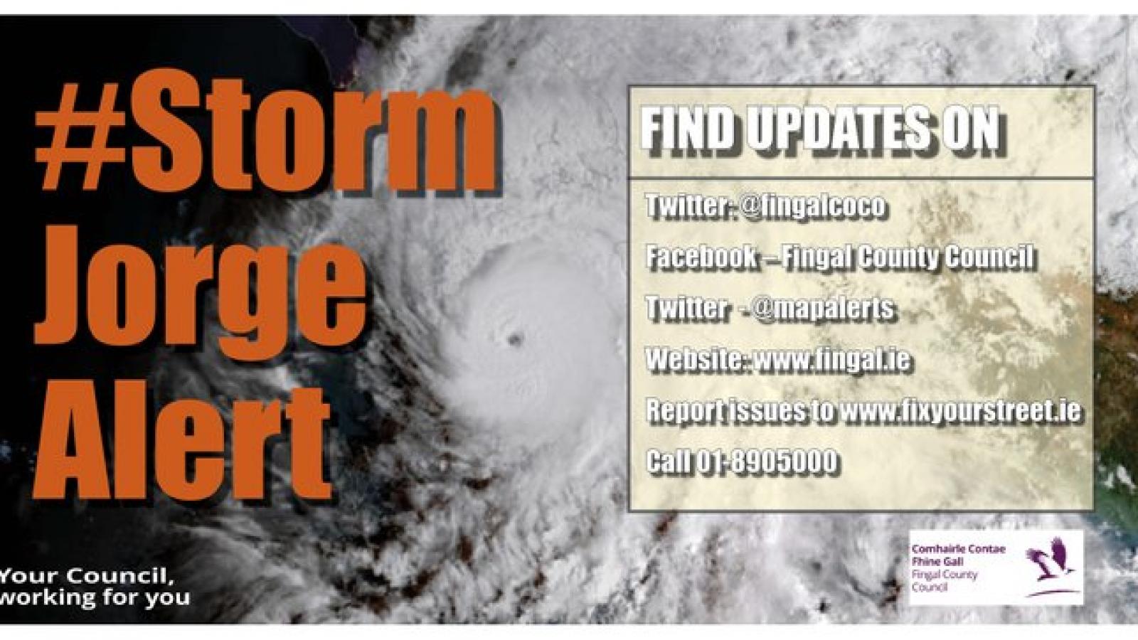An image advising people on Storm Jorge alerts